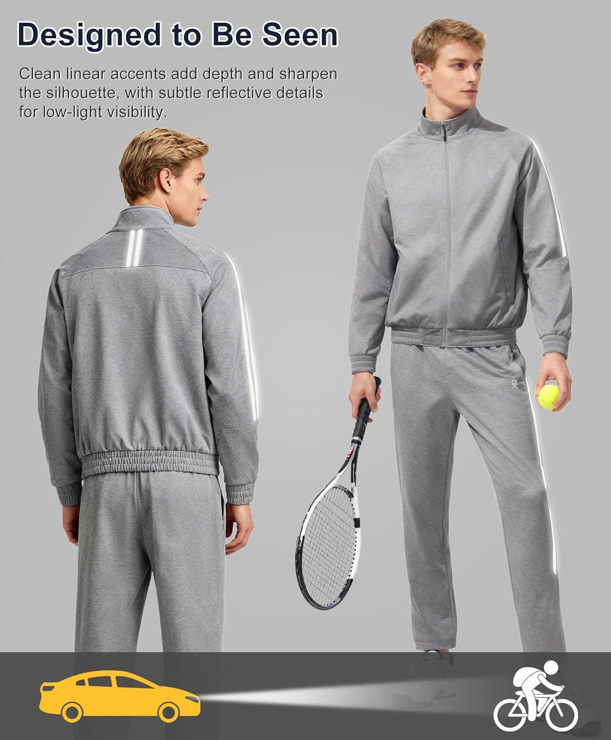 imageLittle Donkey Andy Mens Sweatsuit Jogger Tracksuit 2 Piece Athletic Outfit Straight Leg Sweatpant Set Full Zip Matching SuitLight Gray