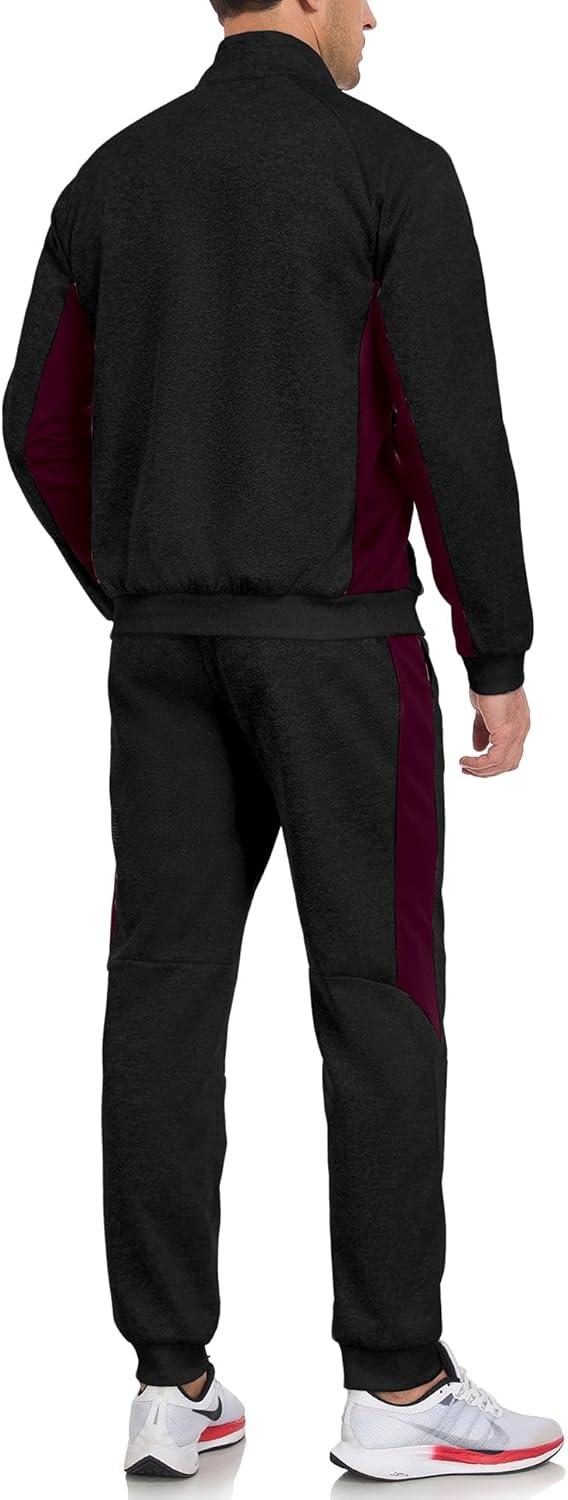 imageLittle Donkey Andy Mens Tracksuit Sweatsuits 2 Piece Set Athletic Jogging Elasticity Full Zip Sets Sweat Track Suits for MenGathered Leg Black