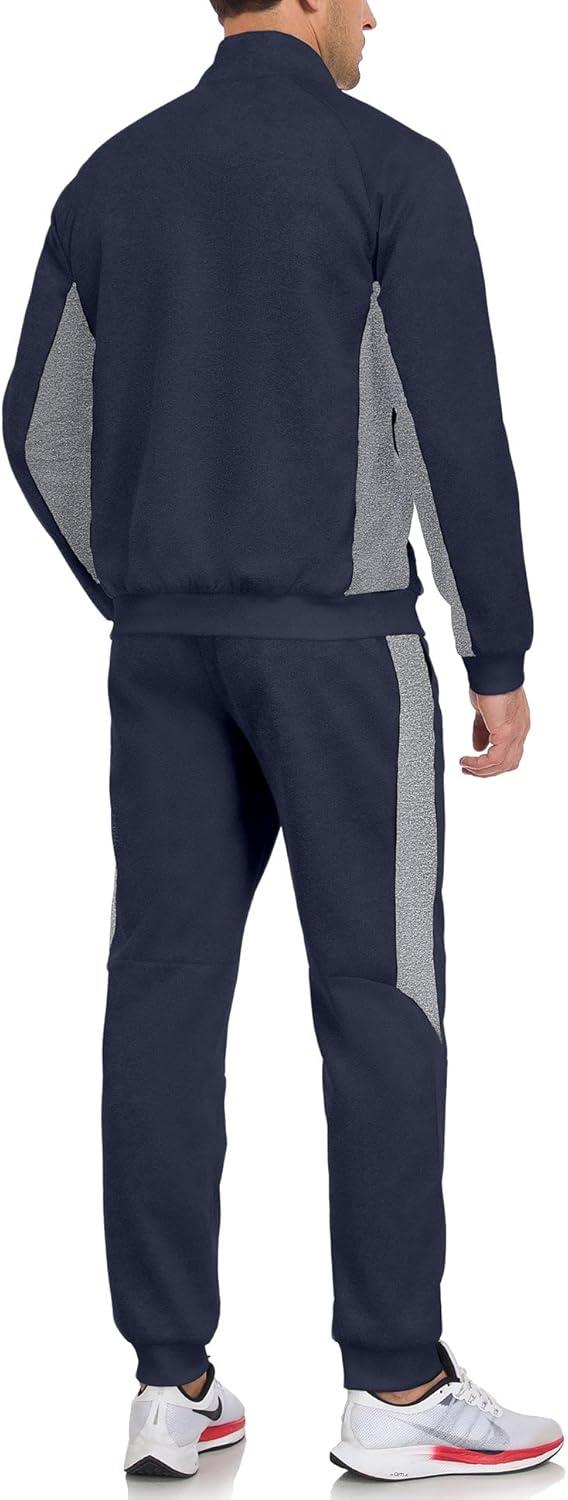 imageLittle Donkey Andy Mens Tracksuit Sweatsuits 2 Piece Set Athletic Jogging Elasticity Full Zip Sets Sweat Track Suits for MenGathered Leg Navy