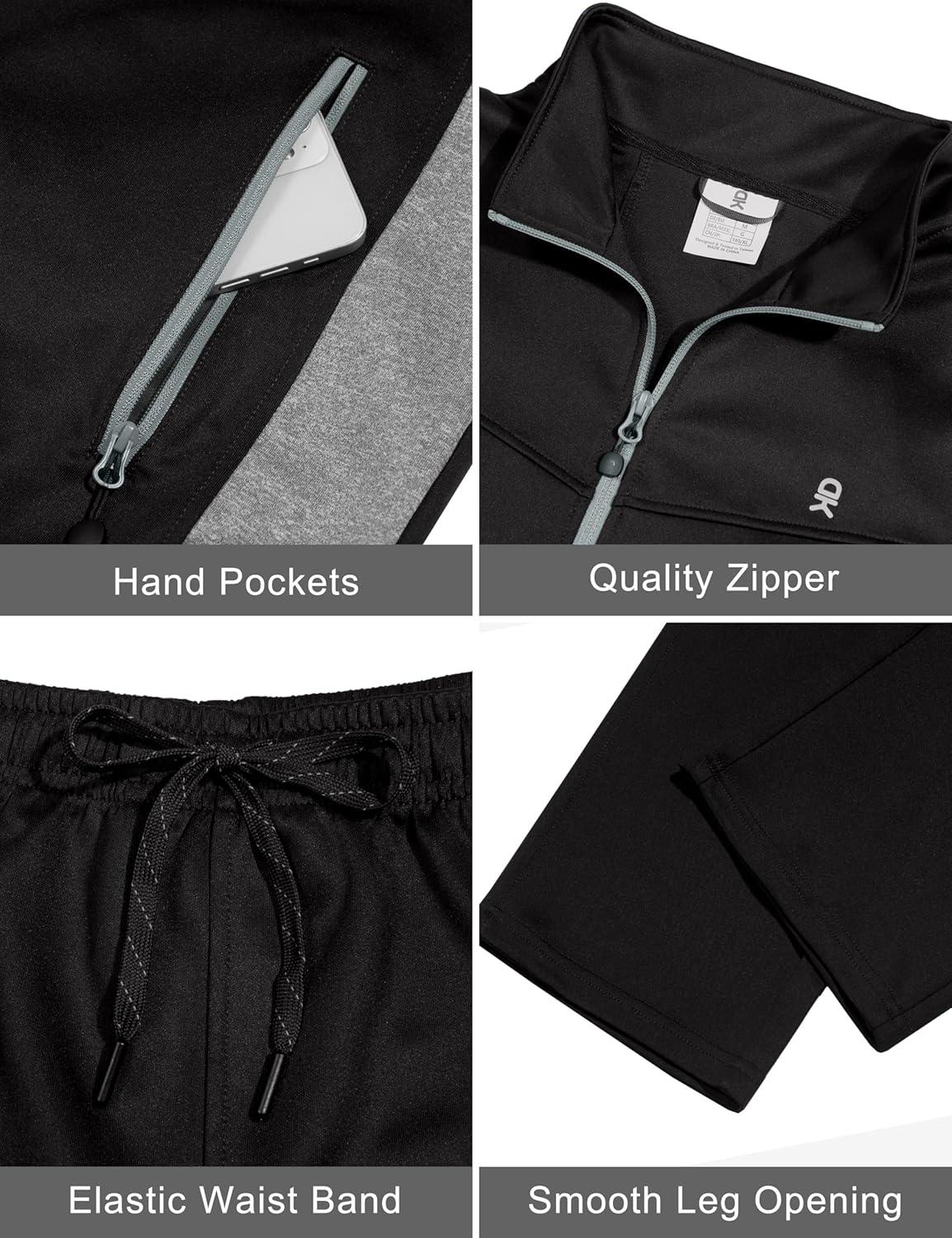 imageLittle Donkey Andy Mens Tracksuit Sweatsuits 2 Piece Set Athletic Jogging Elasticity Full Zip Sets Sweat Track Suits for MenStraight Leg Blackgary