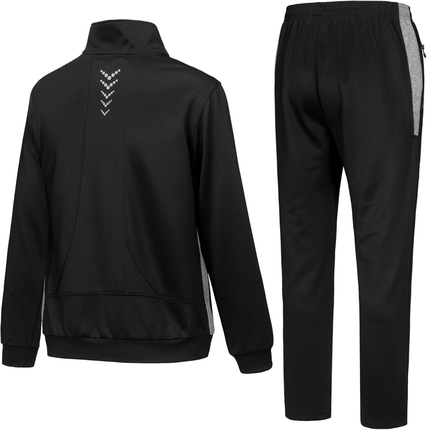 imageLittle Donkey Andy Mens Tracksuit Sweatsuits 2 Piece Set Athletic Jogging Elasticity Full Zip Sets Sweat Track Suits for MenStraight Leg Blackgary