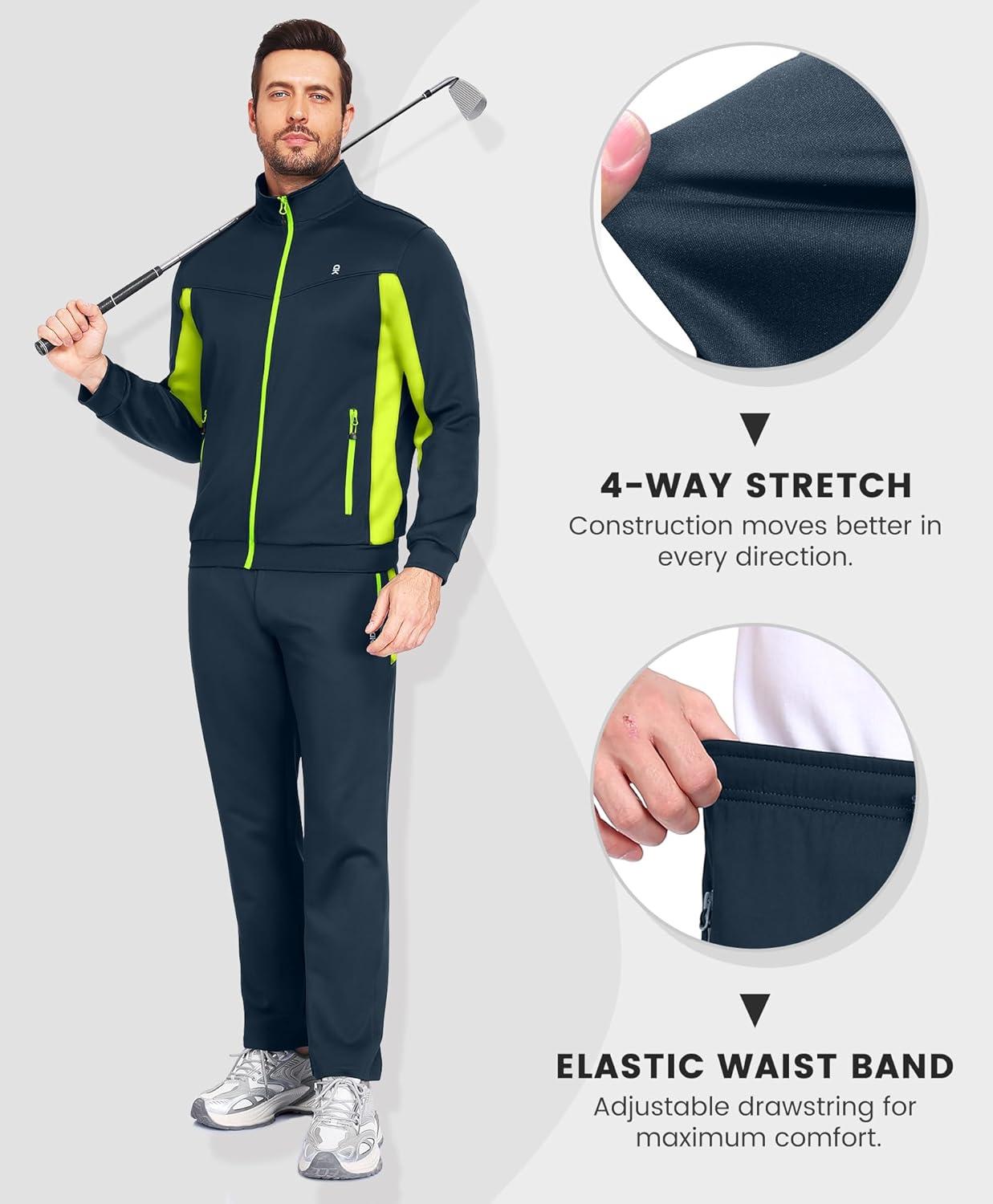 imageLittle Donkey Andy Mens Tracksuit Sweatsuits 2 Piece Set Athletic Jogging Elasticity Full Zip Sets Sweat Track Suits for MenStraight Leg Bluegreen