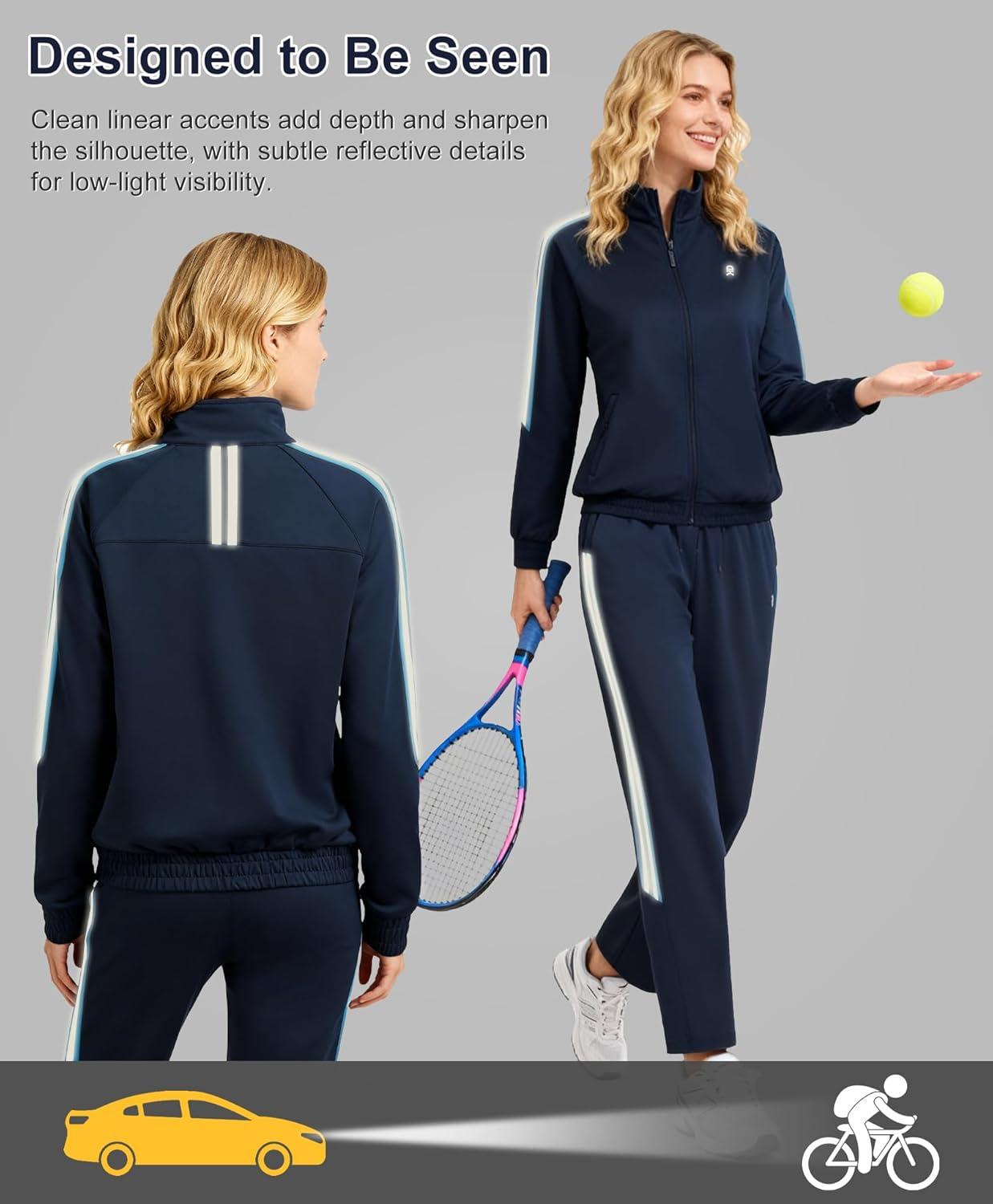 imageLittle Donkey Andy Women Sweatsuit Jogger Full Zip Tracksuit 2 Piece Athletic Outfit Straight Leg Sweatpant Set Matching SuitDark Blue