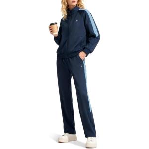 Little Donkey Andy Women Sweatsuit Jogger Full Zip Tracksuit 2 Piece Athletic Outfit Straight Leg Sweatpant Set Matching Suit(Dark Blue)
