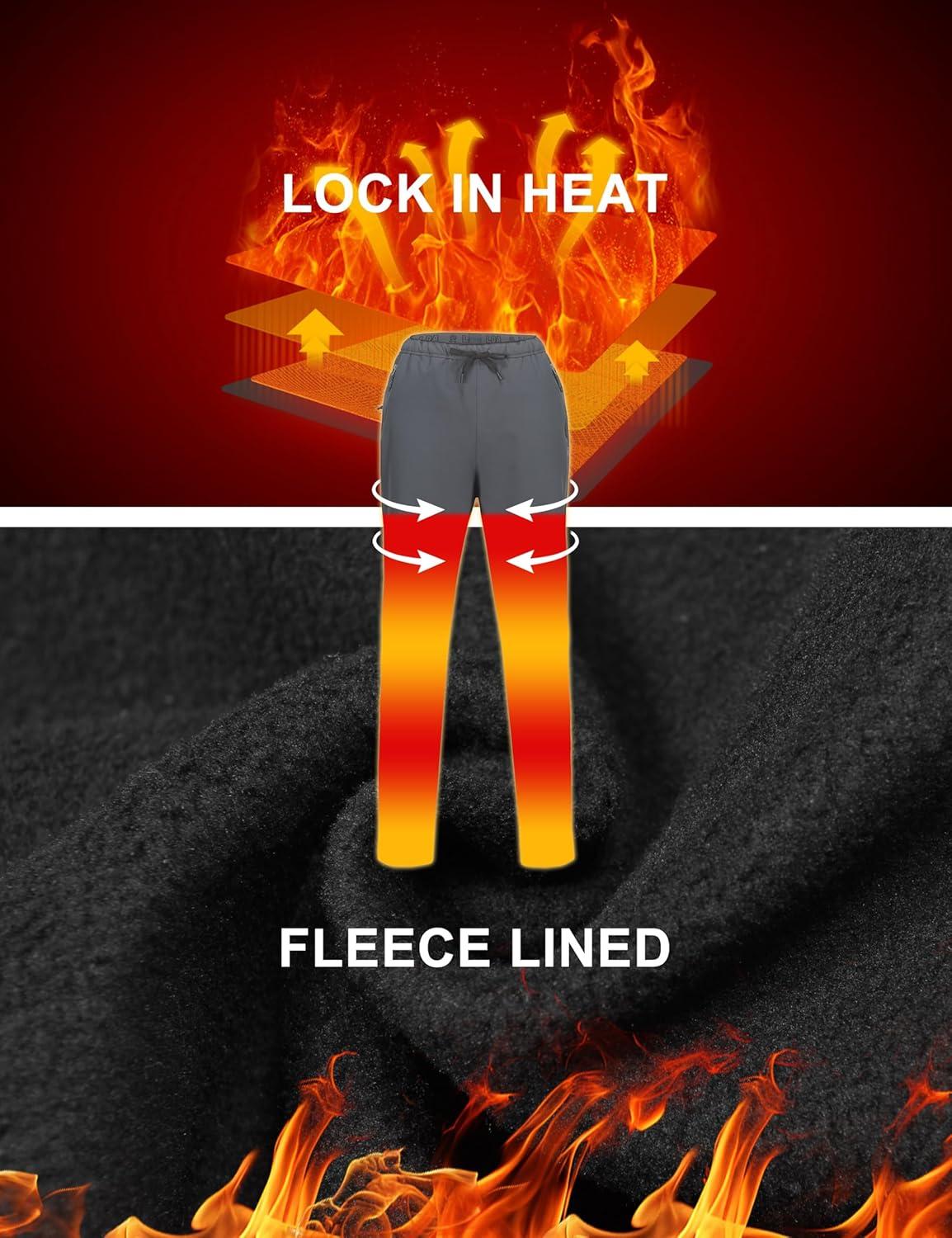imageLittle Donkey Andy Womens Fleece Lined Hikng Pants Waterproof Cargo Pants Winter Thermal Running JoggersGrey