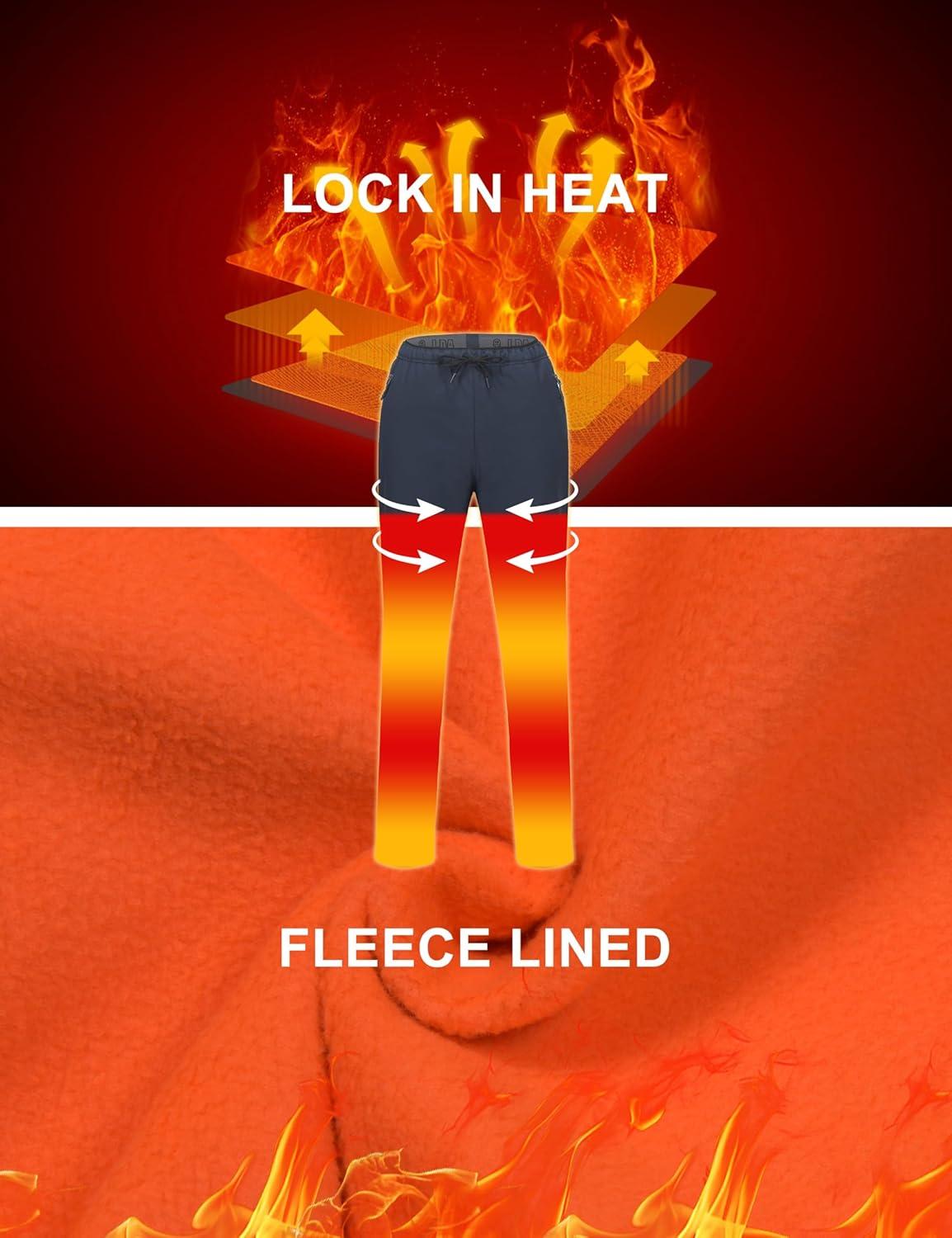 imageLittle Donkey Andy Womens Fleece Lined Hikng Pants Waterproof Cargo Pants Winter Thermal Running JoggersNavy Blue