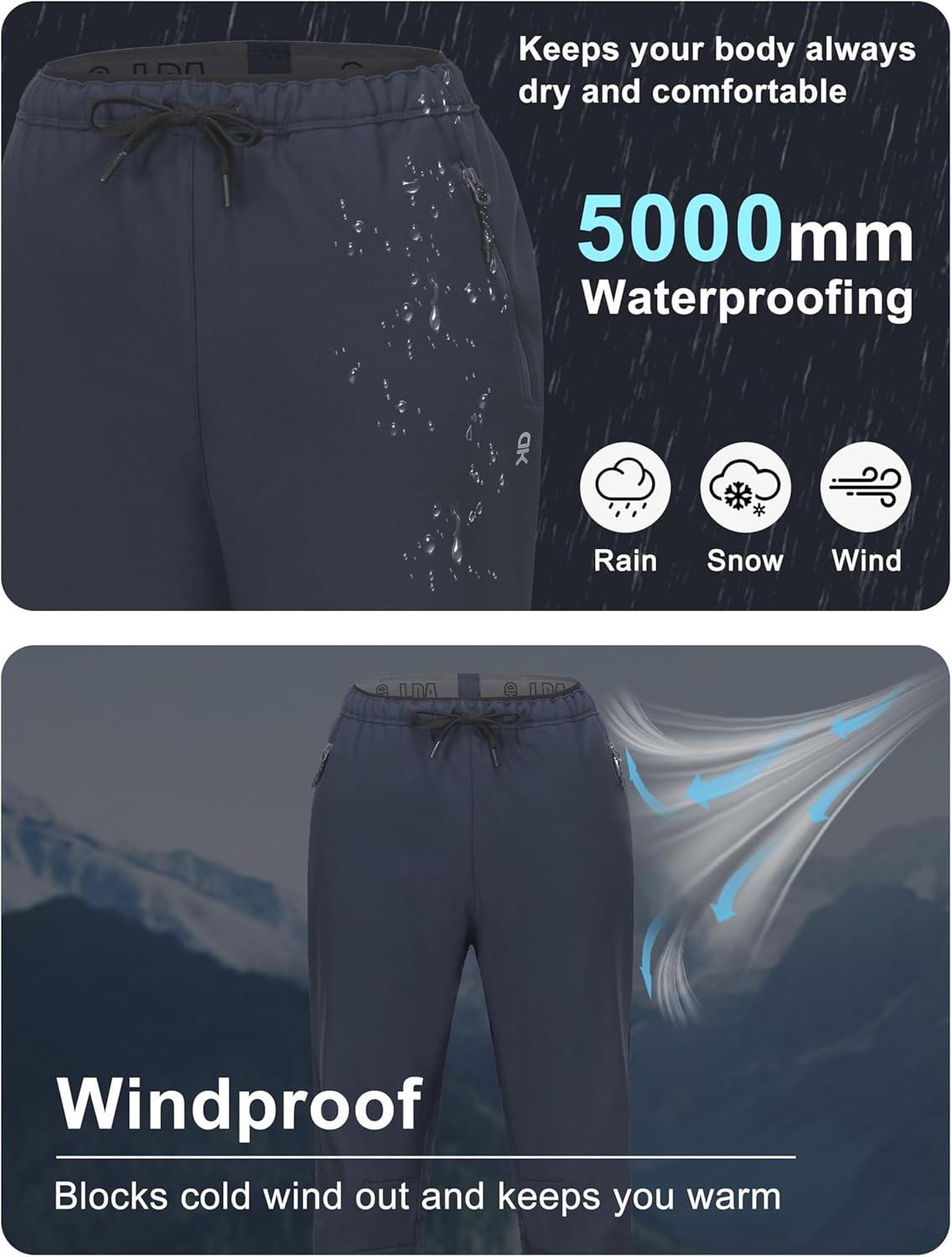 imageLittle Donkey Andy Womens Fleece Lined Hikng Pants Waterproof Cargo Pants Winter Thermal Running JoggersNavy Blue