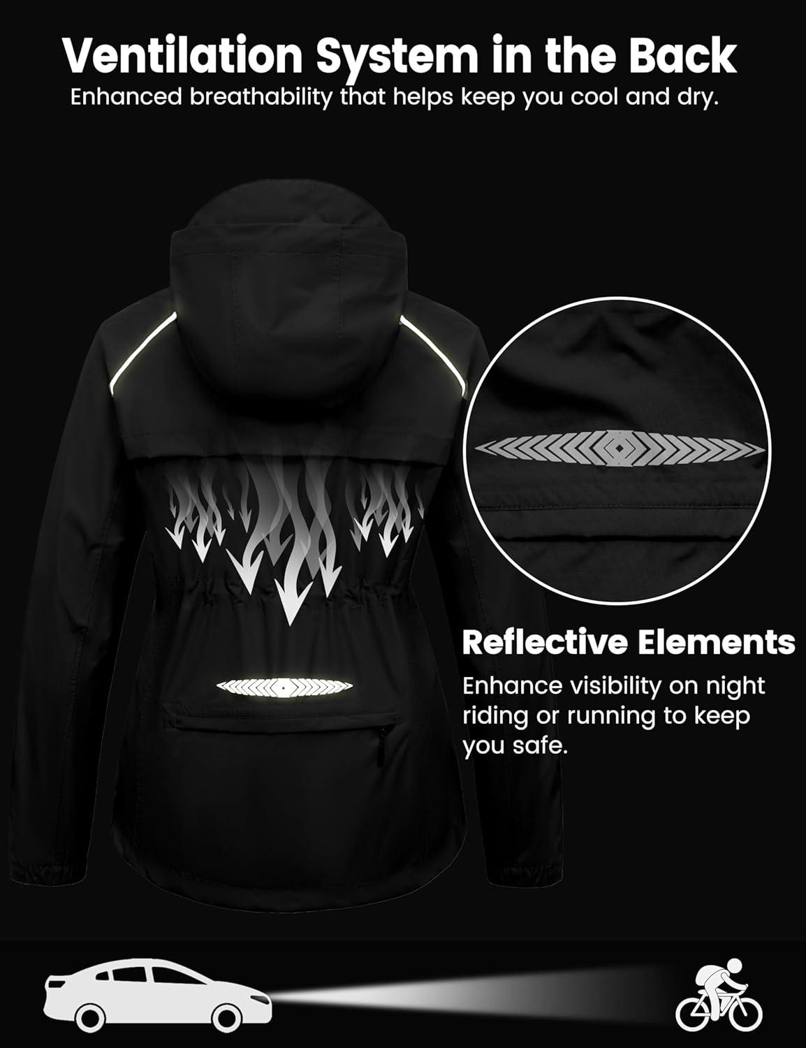 imageLittle Donkey Andy Womens Lightweight Packable Cycling Jacket Waterproof Windbreaker for Running amp BikingBlack