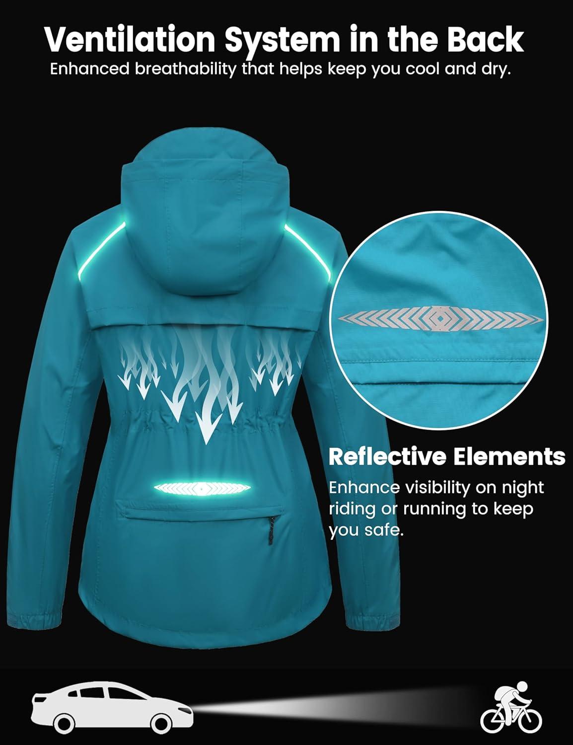 imageLittle Donkey Andy Womens Lightweight Packable Cycling Jacket Waterproof Windbreaker for Running amp BikingBright Blue