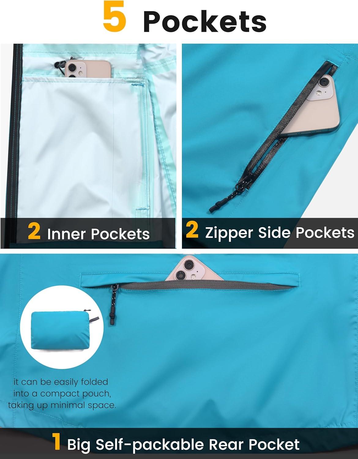 imageLittle Donkey Andy Womens Lightweight Packable Cycling Jacket Waterproof Windbreaker for Running amp BikingBright Blue