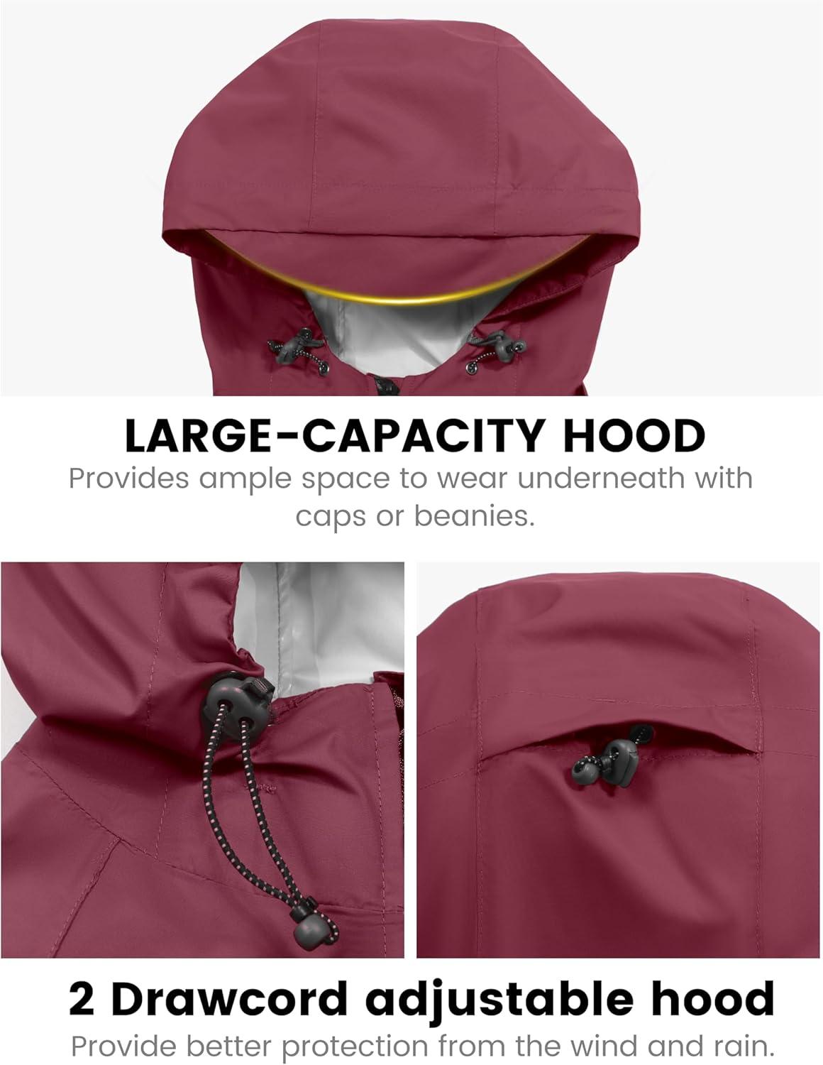 imageLittle Donkey Andy Womens Lightweight Packable Cycling Jacket Waterproof Windbreaker for Running amp BikingDark Red