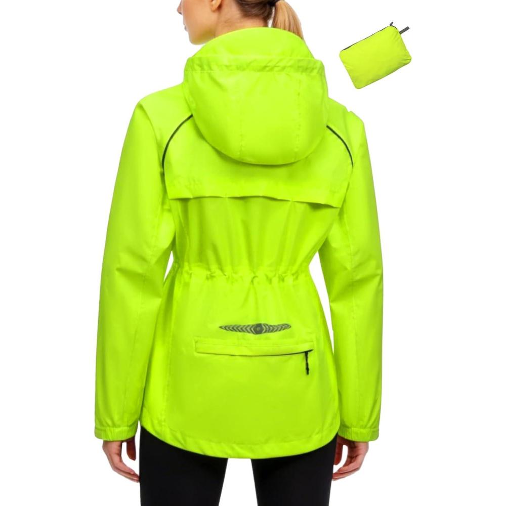imageLittle Donkey Andy Womens Lightweight Packable Cycling Jacket Waterproof Windbreaker for Running amp BikingFluorescent Green