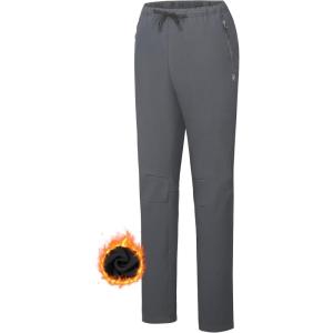 Little Donkey Andy Women’s Fleece Lined Hikng Pants Waterproof Cargo Pants Winter Thermal Running Joggers(Grey)