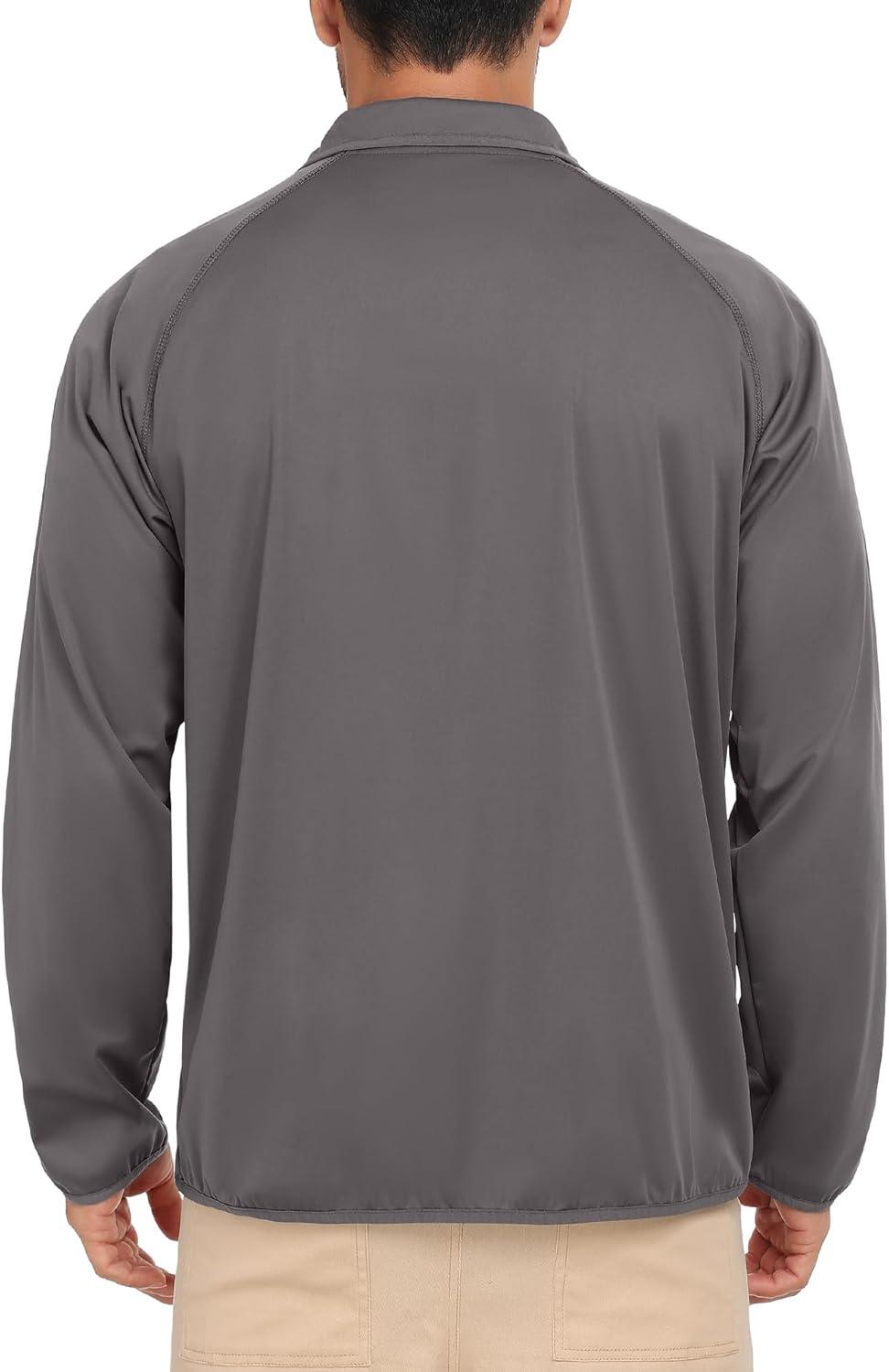 imageLittle Donkey Andy Mens Golf Pullover Windbreaker 14 Zip Golf Jacket Waterproof Athletic Quarter Zip Pullover with 3 PocketsGrey