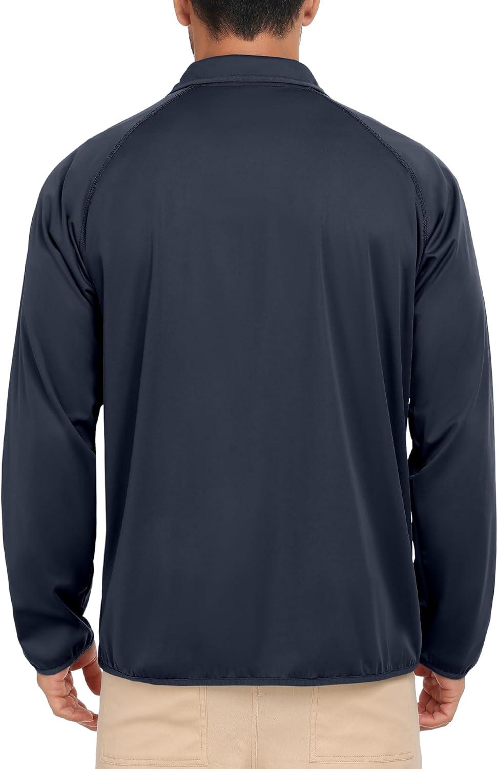 imageLittle Donkey Andy Mens Golf Pullover Windbreaker 14 Zip Golf Jacket Waterproof Athletic Quarter Zip Pullover with 3 PocketsNavy Blue