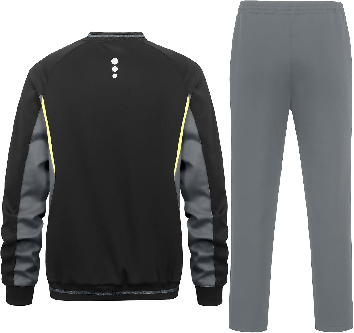 imageLittle Donkey Andy Mens Tracksuit 2 Piece Sweatsuit V Neck Pullover Set Jogging Athletic Outfits Casual Gym Sports Suit SetsBlackdark Gray