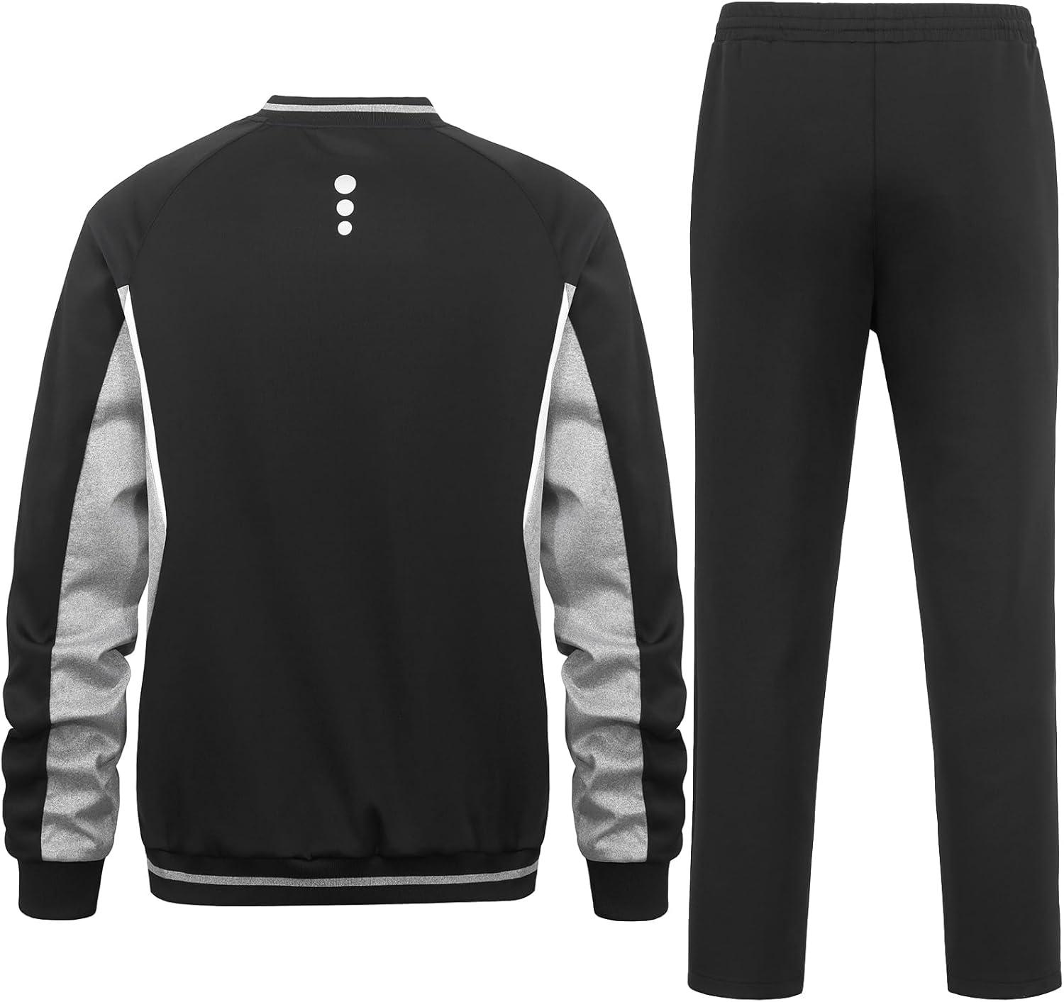imageLittle Donkey Andy Mens Tracksuit 2 Piece Sweatsuit V Neck Pullover Set Jogging Athletic Outfits Casual Gym Sports Suit SetsBlacklight Gray