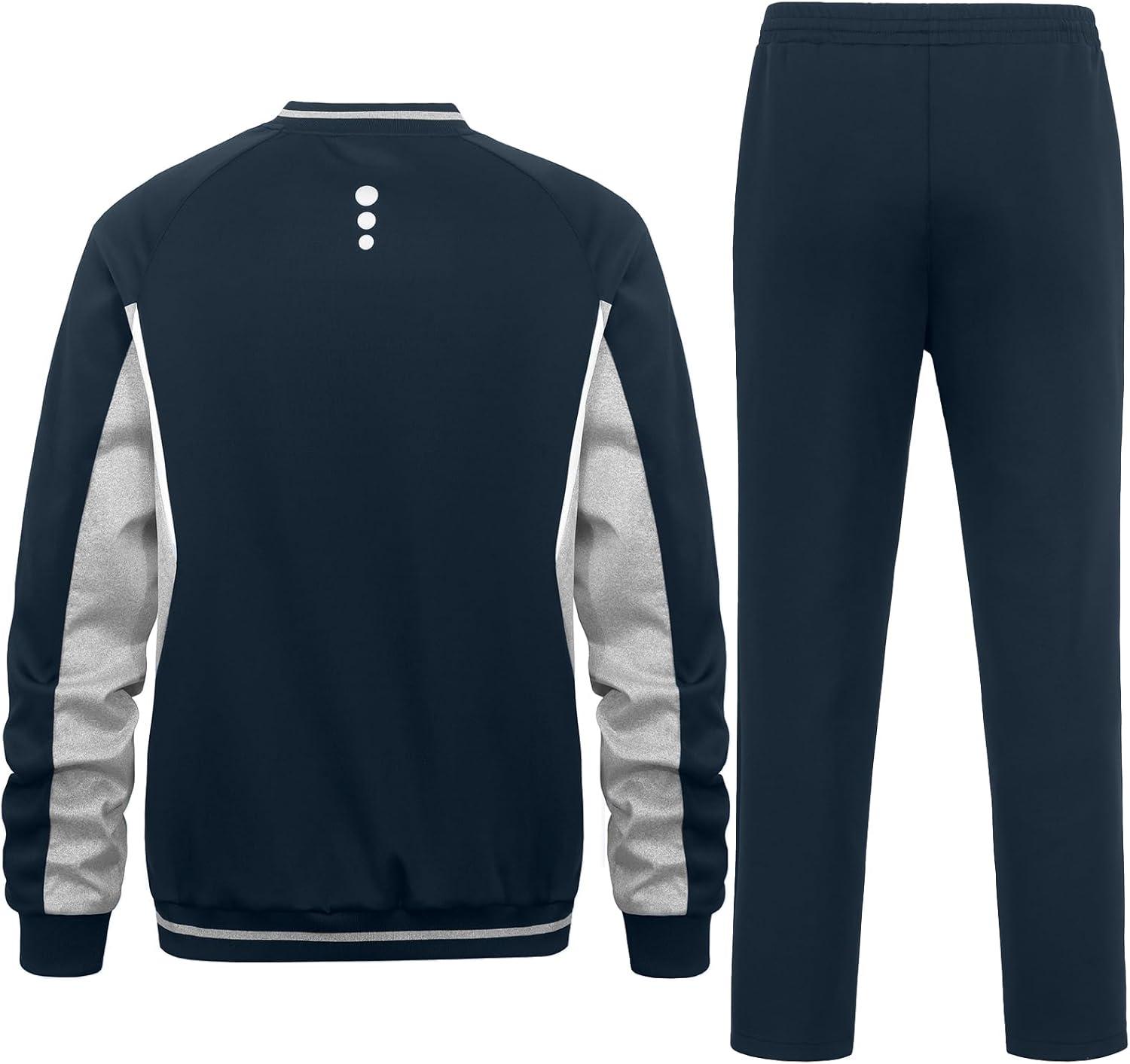 imageLittle Donkey Andy Mens Tracksuit 2 Piece Sweatsuit V Neck Pullover Set Jogging Athletic Outfits Casual Gym Sports Suit SetsNavylight Gray