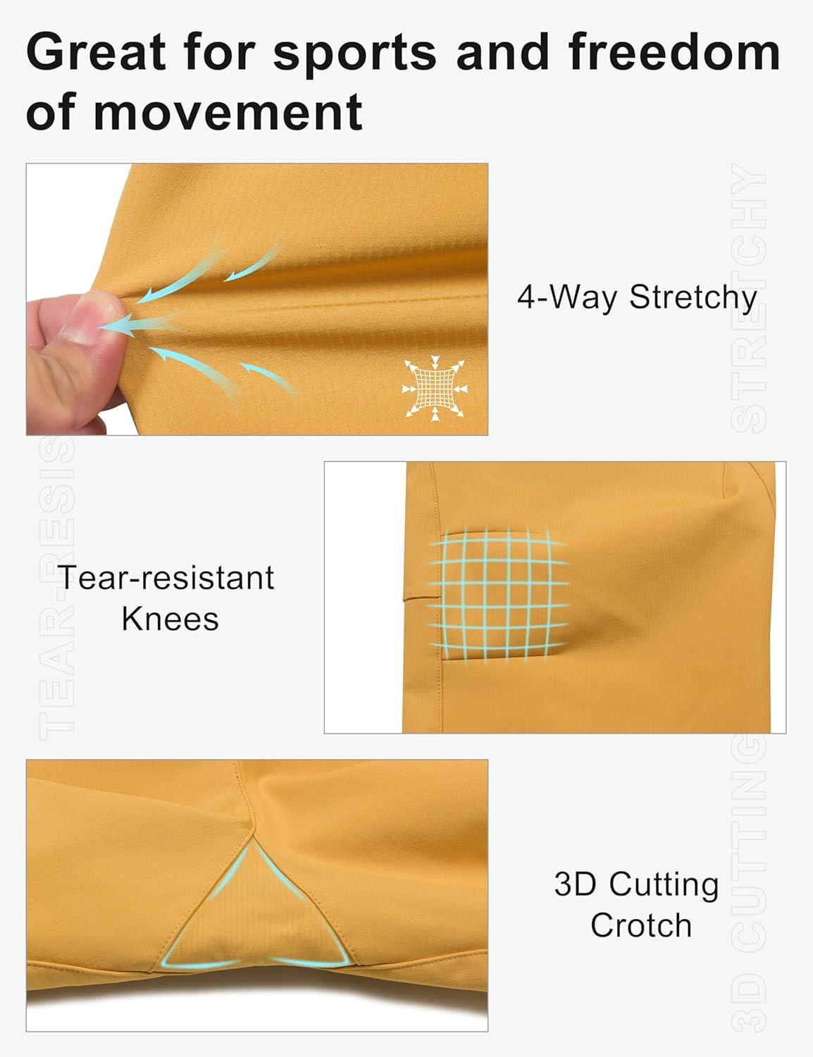 imageLittle Donkey Andy Womens Fleece Lined Hikng Pants Waterproof Cargo Pants Winter Thermal Running JoggersTurmeric