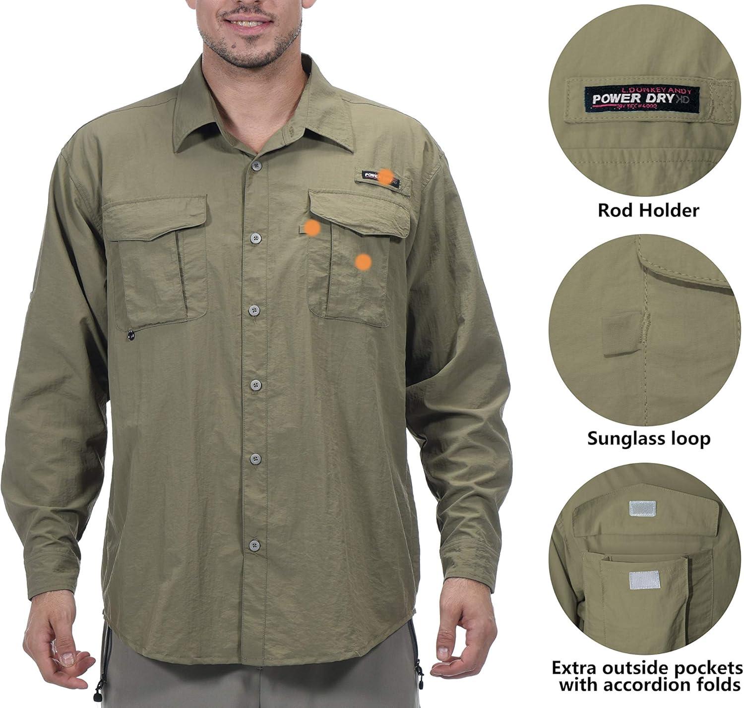 imageLittle Donkey Andy Mens UPF 50 UV Protection Shirt Long Sleeve Fishing Shirt Breathable and Fast DryTaupe