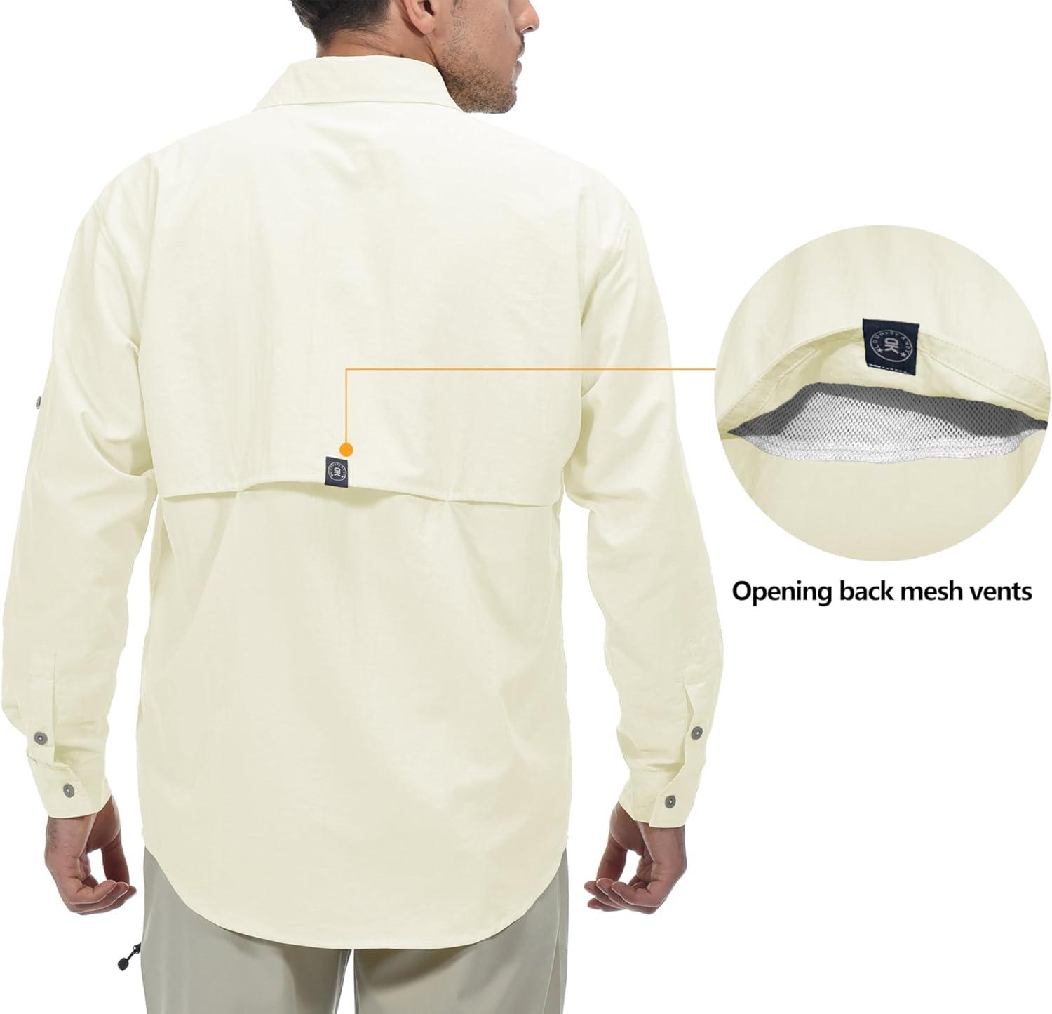 imageLittle Donkey Andy Mens UPF 50 UV Protection Shirt Long Sleeve Fishing Shirt Breathable and Fast DryVanilla Ice