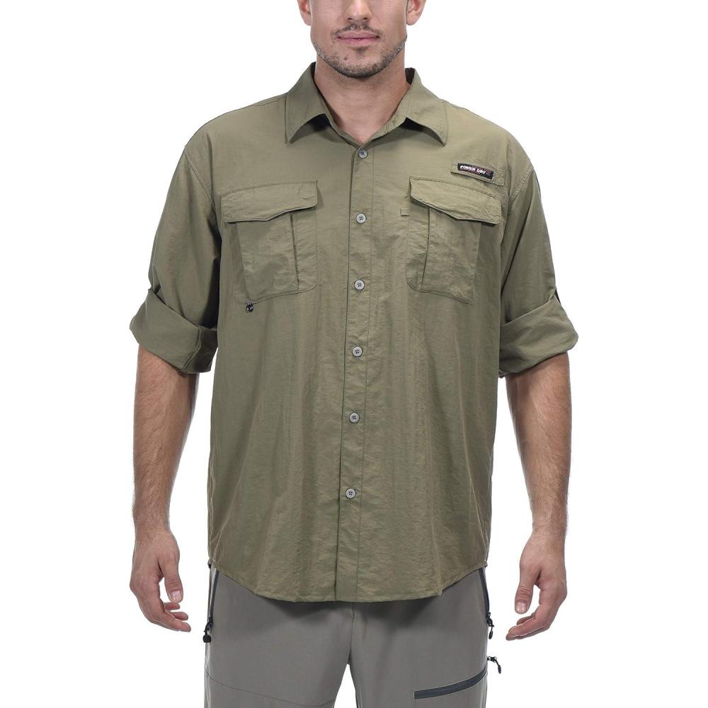 imageLittle Donkey Andy Mens UPF 50 UV Protection Shirt Long Sleeve Fishing Shirt Breathable and Fast DryTaupe