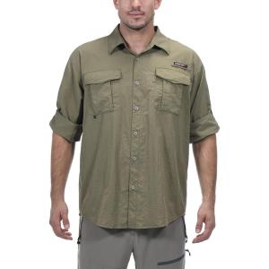 Little Donkey Andy Men’s UPF 50+ UV Protection Shirt, Long Sleeve Fishing Shirt, Breathable and Fast Dry(Taupe)