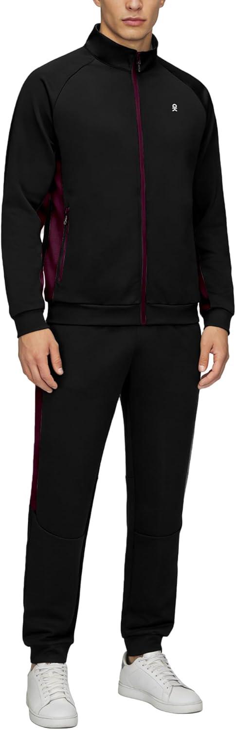 imageLittle Donkey Andy Mens Tracksuit Sweatsuits 2 Piece Set Athletic Jogging Gym Full Zip Sets Sweat Track Suits for MenGathered Leg Black