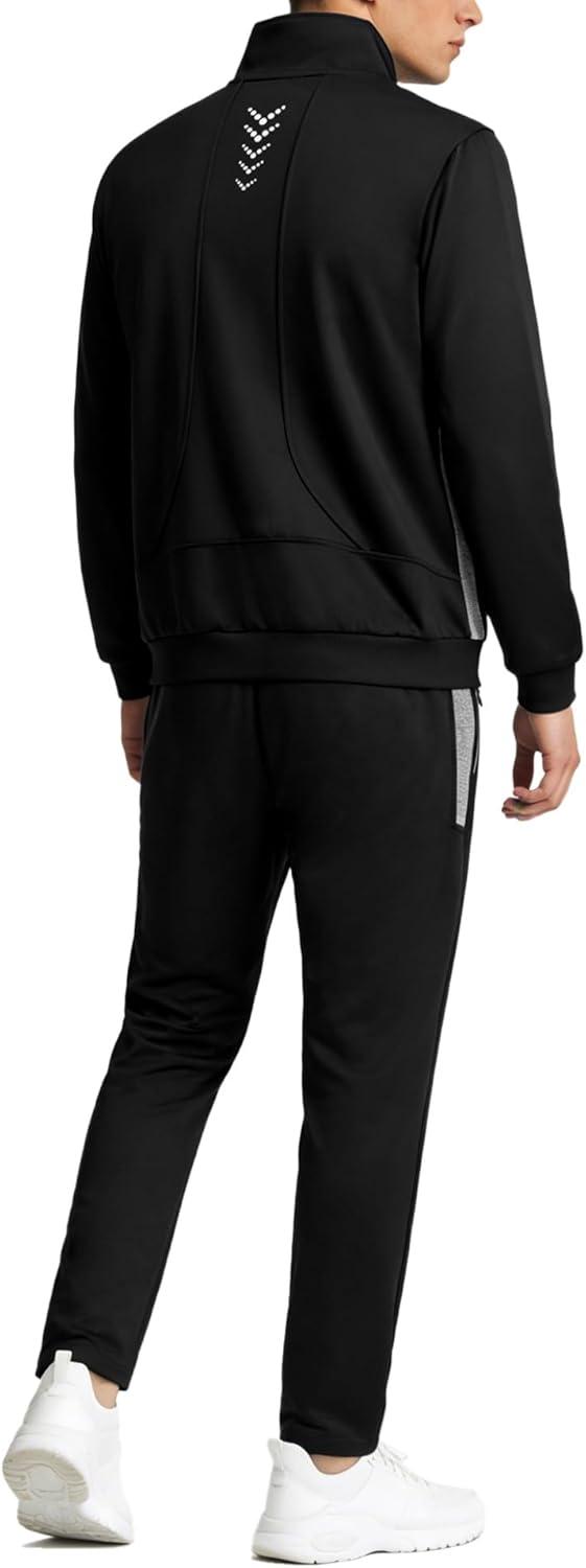 imageLittle Donkey Andy Mens Tracksuit Sweatsuits 2 Piece Set Athletic Jogging Gym Full Zip Sets Sweat Track Suits for MenStraight Leg Black
