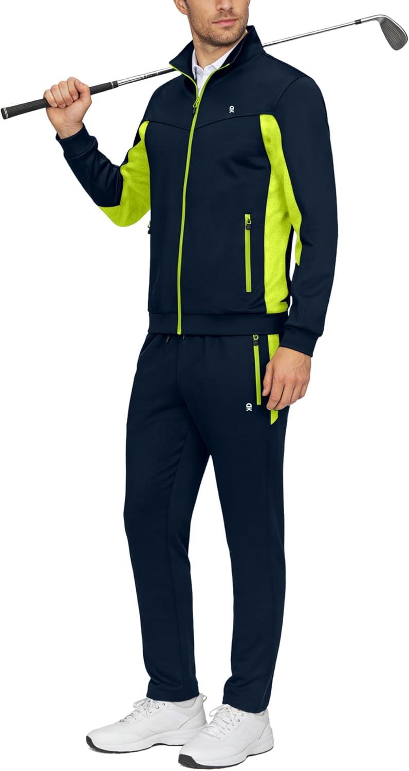 imageLittle Donkey Andy Mens Tracksuit Sweatsuits 2 Piece Set Athletic Jogging Gym Full Zip Sets Sweat Track Suits for MenStraight Leg Blue Green