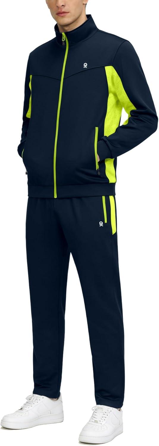 imageLittle Donkey Andy Mens Tracksuit Sweatsuits 2 Piece Set Athletic Jogging Gym Full Zip Sets Sweat Track Suits for MenStraight Leg Blue Green