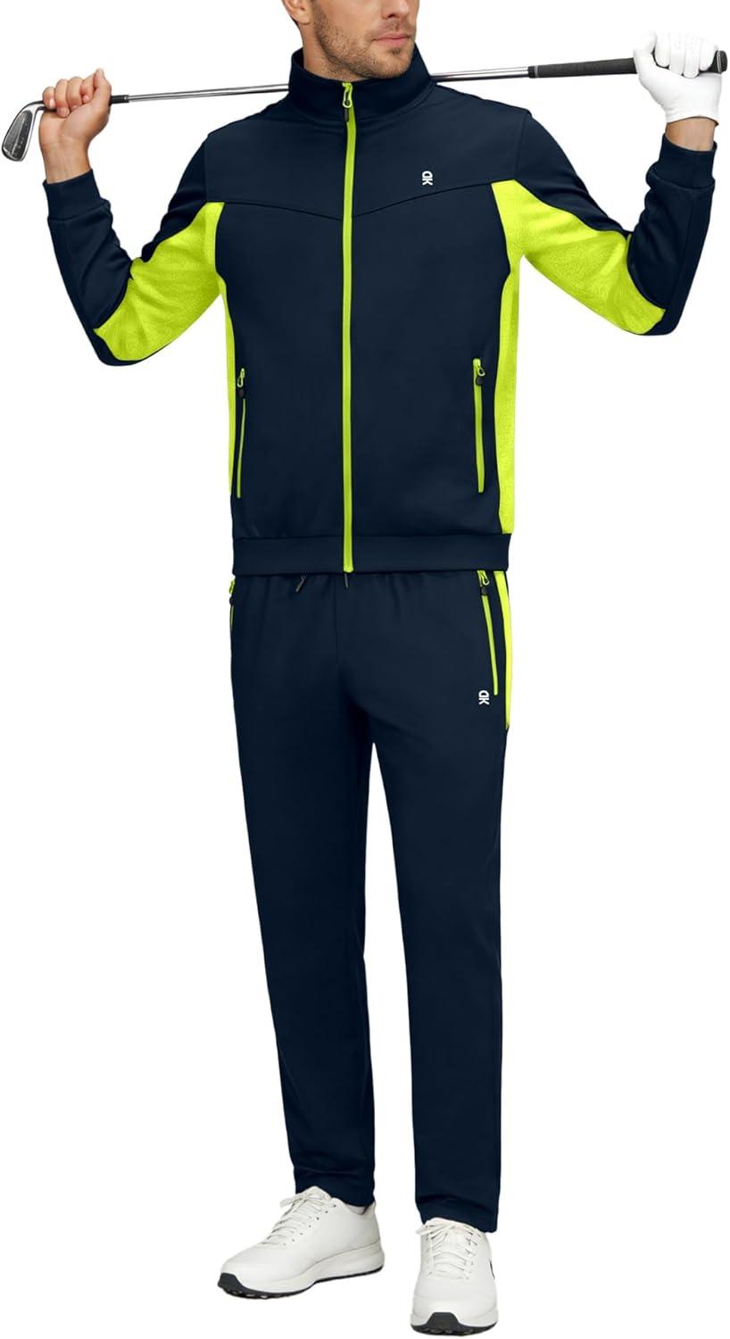 imageLittle Donkey Andy Mens Tracksuit Sweatsuits 2 Piece Set Athletic Jogging Gym Full Zip Sets Sweat Track Suits for MenStraight Leg Blue Green