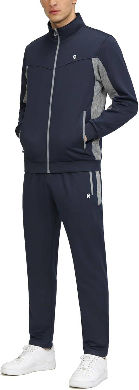 imageLittle Donkey Andy Mens Tracksuit Sweatsuits 2 Piece Set Athletic Jogging Gym Full Zip Sets Sweat Track Suits for MenStraight Leg Deep Blue