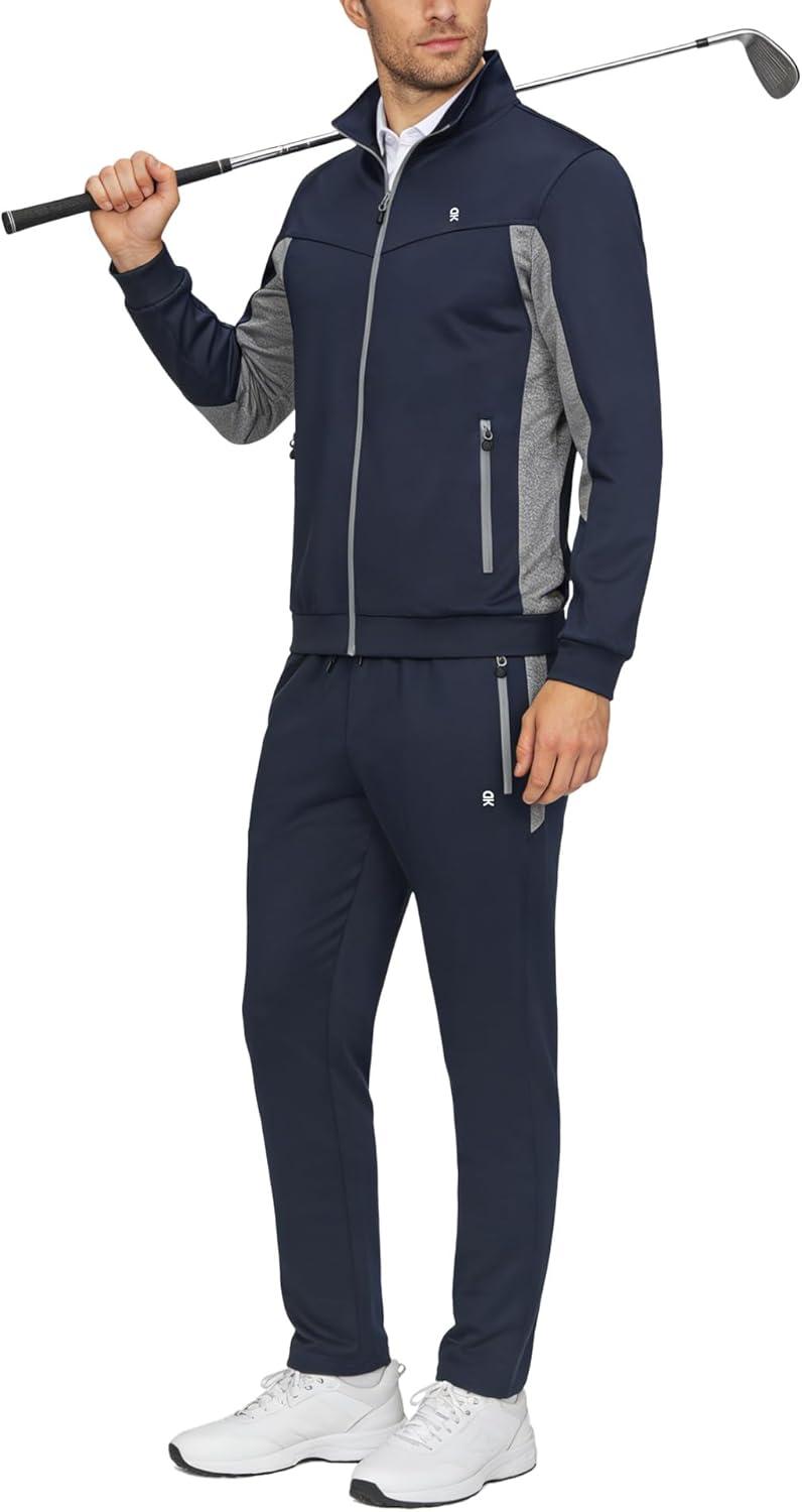 imageLittle Donkey Andy Mens Tracksuit Sweatsuits 2 Piece Set Athletic Jogging Gym Full Zip Sets Sweat Track Suits for MenStraight Leg Deep Blue