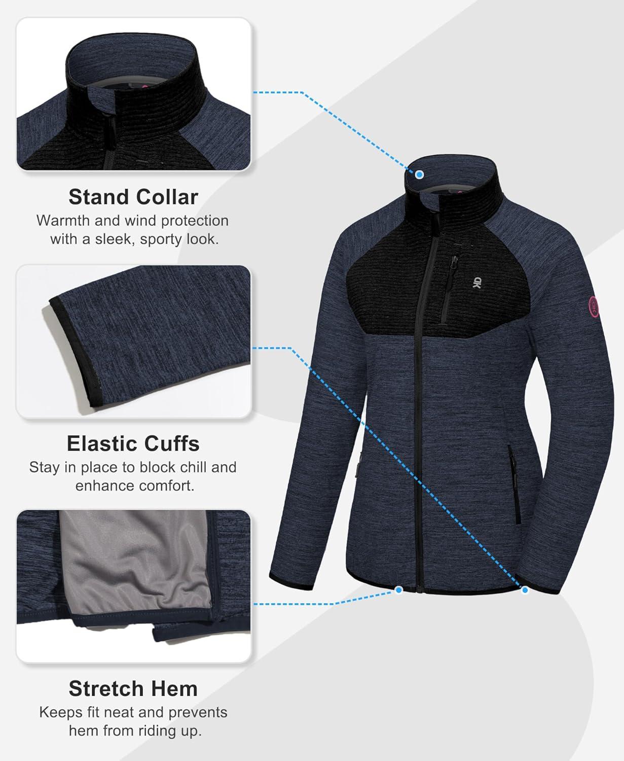 imageLittle Donkey Andy Womens Running Jackets Full Zip Up Lightweight Golf Jacket Athletic Coat for Hiking Outdoor with 3 PocketsBlack