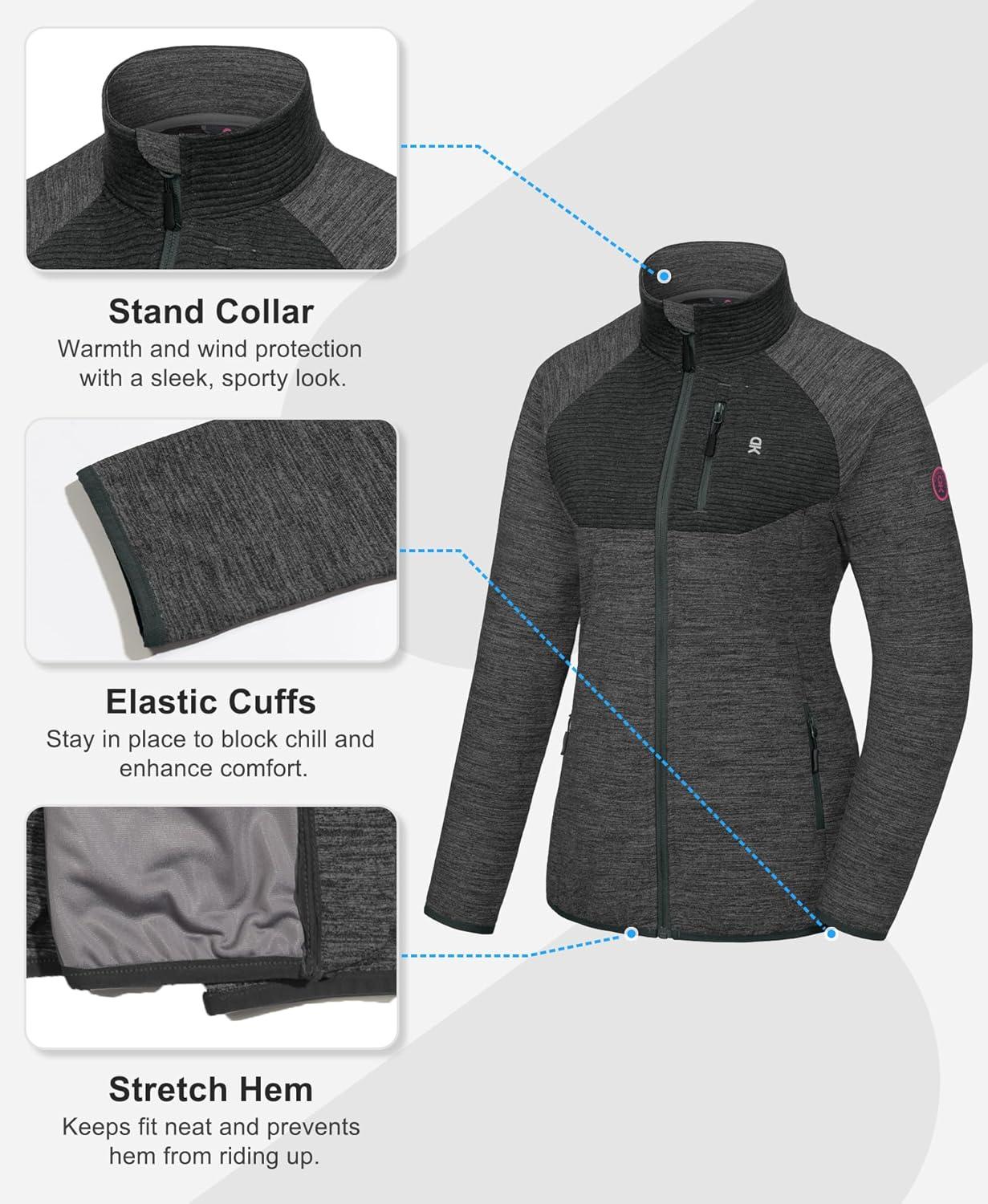 imageLittle Donkey Andy Womens Running Jackets Full Zip Up Lightweight Golf Jacket Athletic Coat for Hiking Outdoor with 3 PocketsBlack Ash