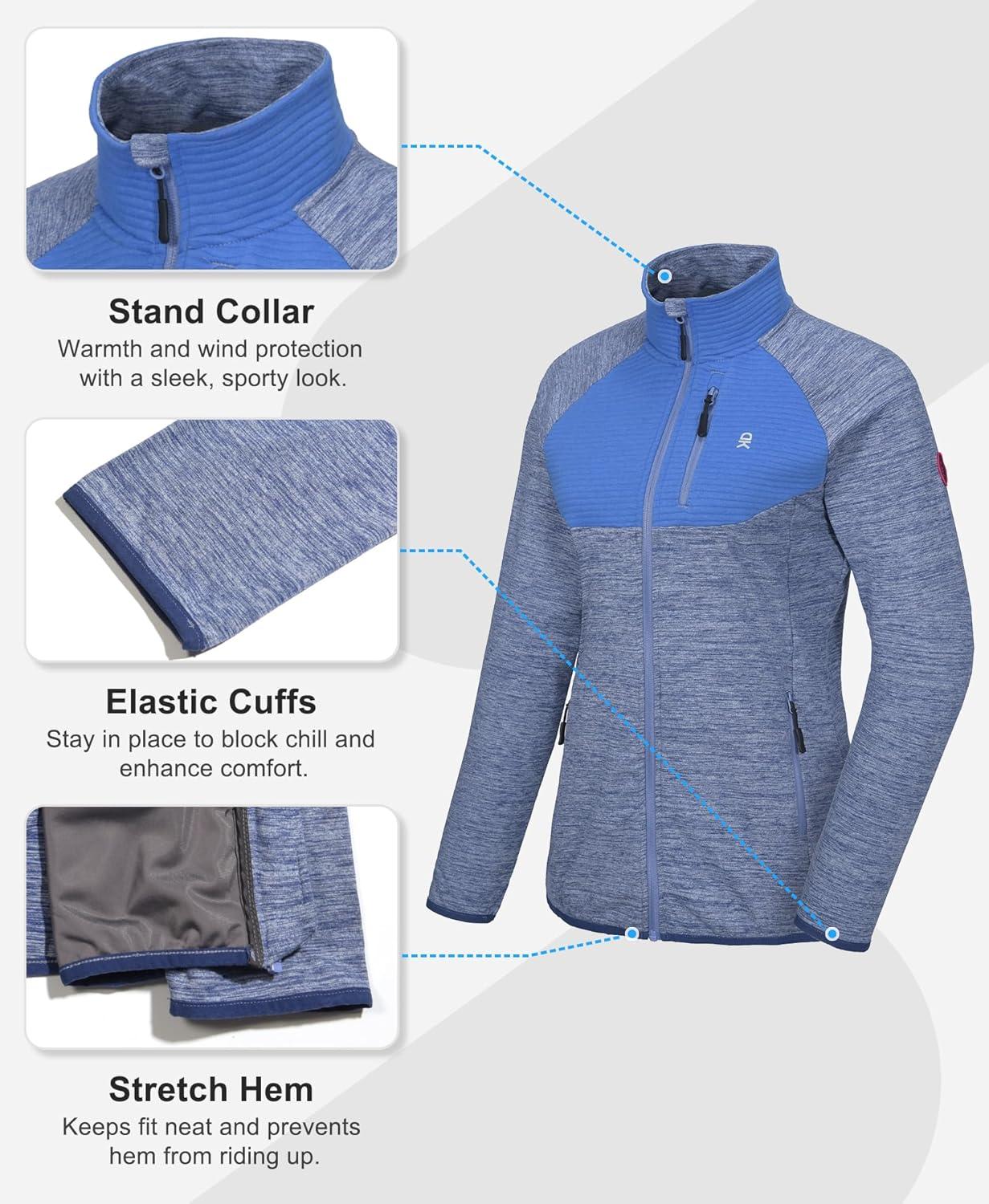 imageLittle Donkey Andy Womens Running Jackets Full Zip Up Lightweight Golf Jacket Athletic Coat for Hiking Outdoor with 3 PocketsBlue
