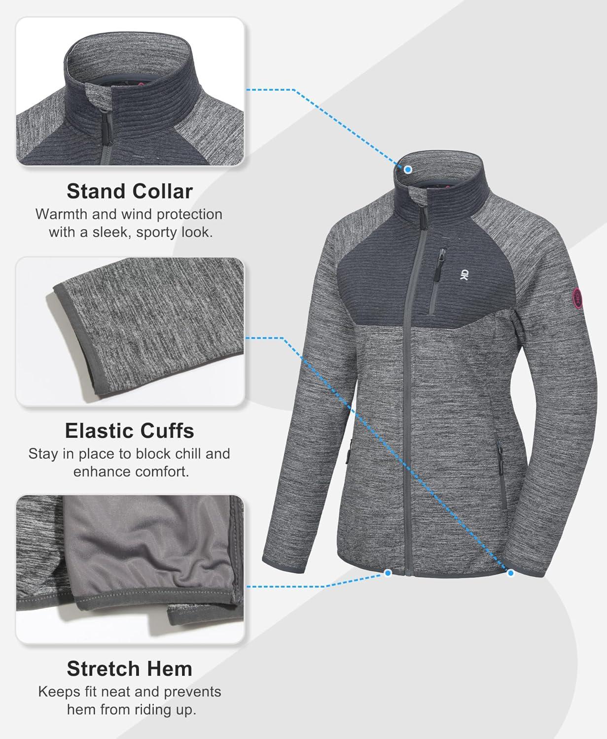 imageLittle Donkey Andy Womens Running Jackets Full Zip Up Lightweight Golf Jacket Athletic Coat for Hiking Outdoor with 3 PocketsHeather Grey