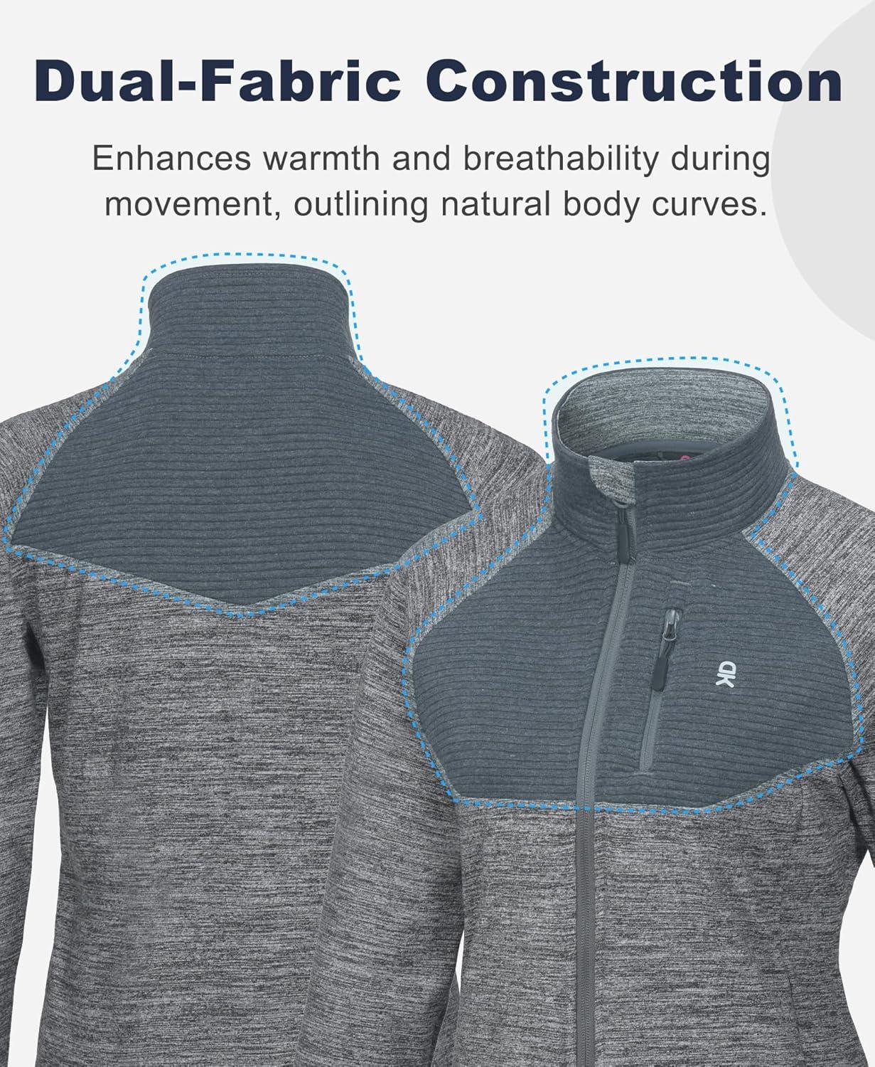 imageLittle Donkey Andy Womens Running Jackets Full Zip Up Lightweight Golf Jacket Athletic Coat for Hiking Outdoor with 3 PocketsHeather Grey