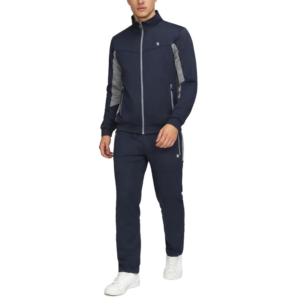 imageLittle Donkey Andy Mens Tracksuit Sweatsuits 2 Piece Set Athletic Jogging Gym Full Zip Sets Sweat Track Suits for MenStraight Leg Deep Blue