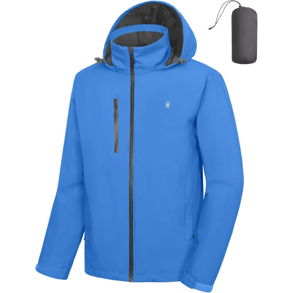 imageLittle Donkey Andy Mens Waterproof Rain Jacket Lightweight Windbreaker Hooded Jacket Packable Raincoat for Outdoor HikingA1 Upgraded Dark Blue