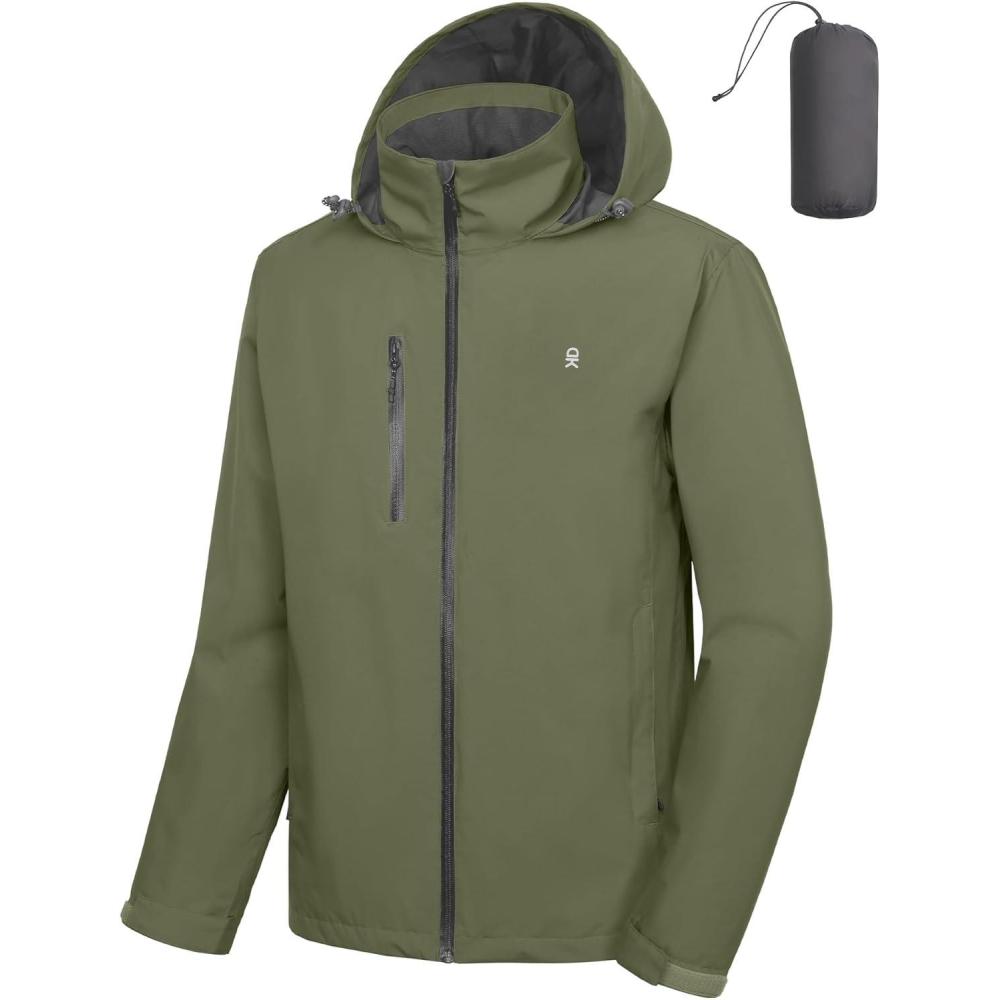 imageLittle Donkey Andy Mens Waterproof Rain Jacket Lightweight Windbreaker Hooded Jacket Packable Raincoat for Outdoor HikingA1 Upgraded Sage