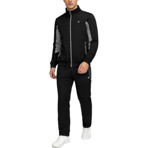 Little Donkey Andy Men’s Tracksuit Sweatsuits 2 Piece Set Athletic Jogging Gym Full Zip Sets Sweat Track Suits for Men(Straight Leg Black)
