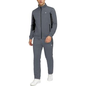Little Donkey Andy Men’s Tracksuit Sweatsuits 2 Piece Set Athletic Jogging Gym Full Zip Sets Sweat Track Suits for Men(Straight Leg Deep Gray)