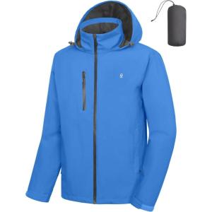 Little Donkey Andy Mens Waterproof Rain Jacket Lightweight Windbreaker Hooded Jacket Packable Raincoat for Outdoor Hiking(A1 Upgraded Dark Blue)