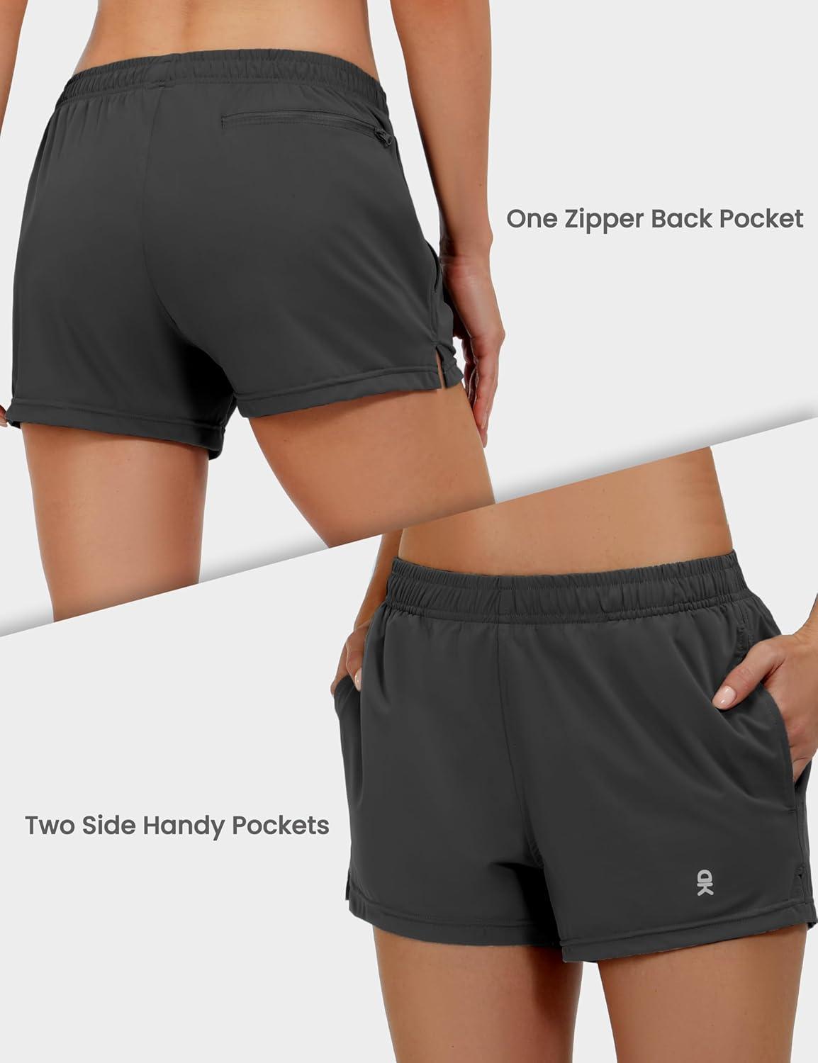 imageLittle Donkey Andy Womens Running ShortsQuick Dry Athletic Shorts Workout Sport Gym Shorts with PocketsUpgraded Black