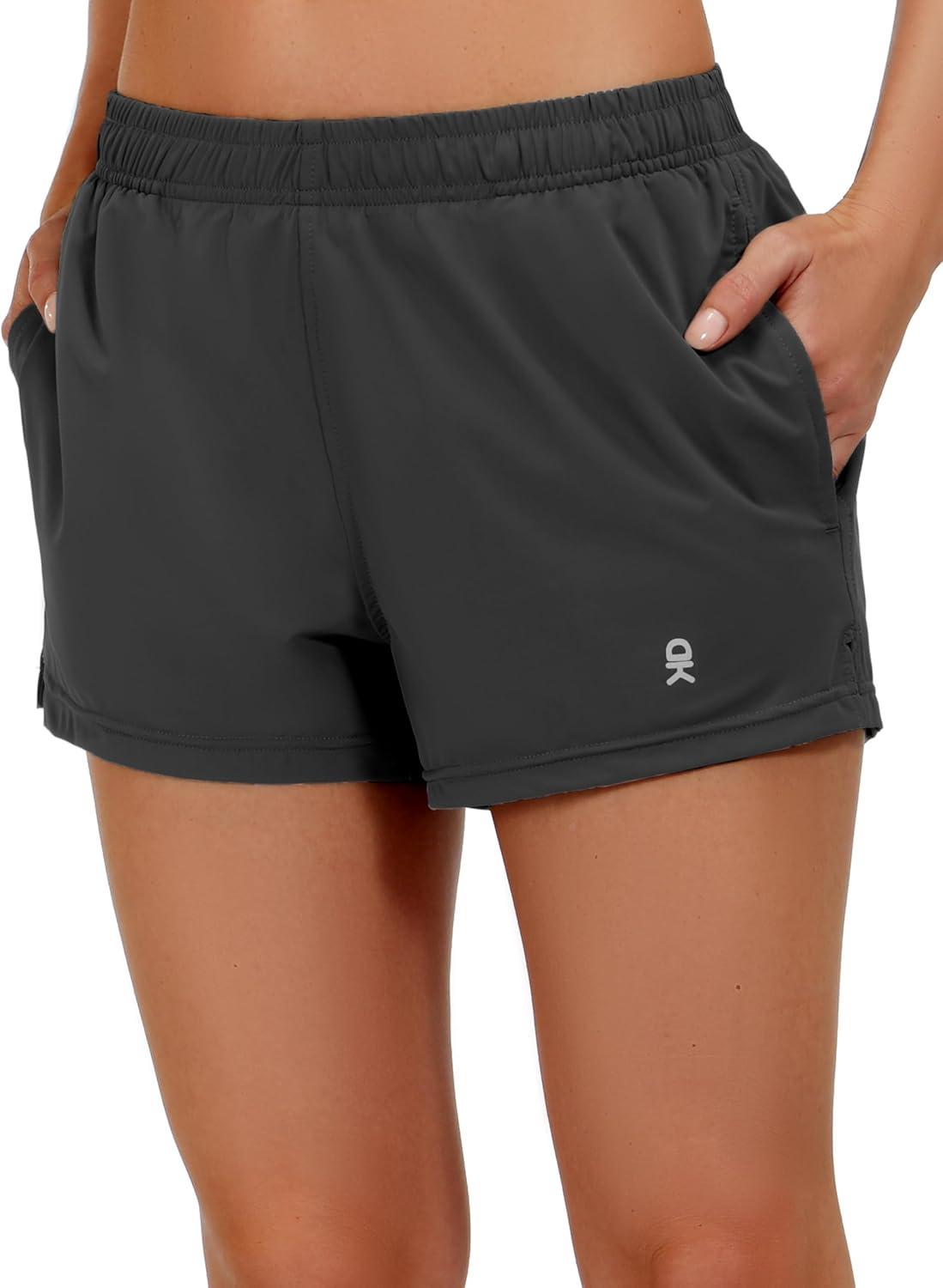 imageLittle Donkey Andy Womens Running ShortsQuick Dry Athletic Shorts Workout Sport Gym Shorts with PocketsUpgraded Black