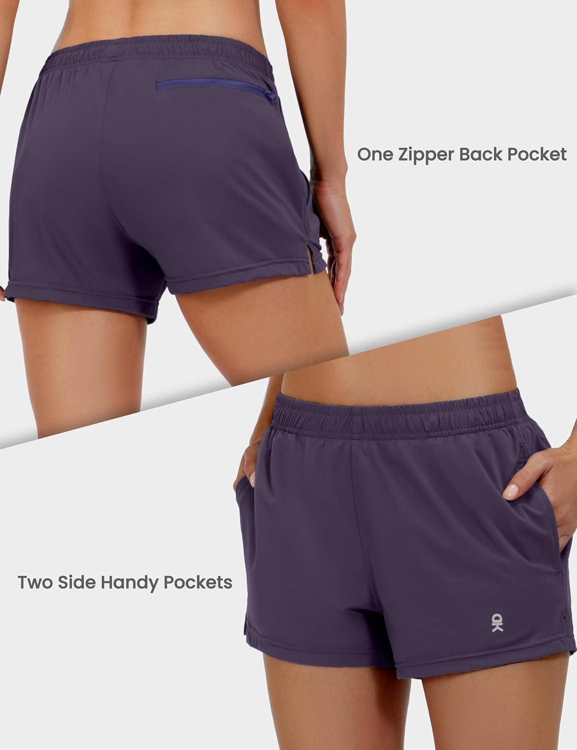 imageLittle Donkey Andy Womens Running ShortsQuick Dry Athletic Shorts Workout Sport Gym Shorts with PocketsUpgraded Dark Purple