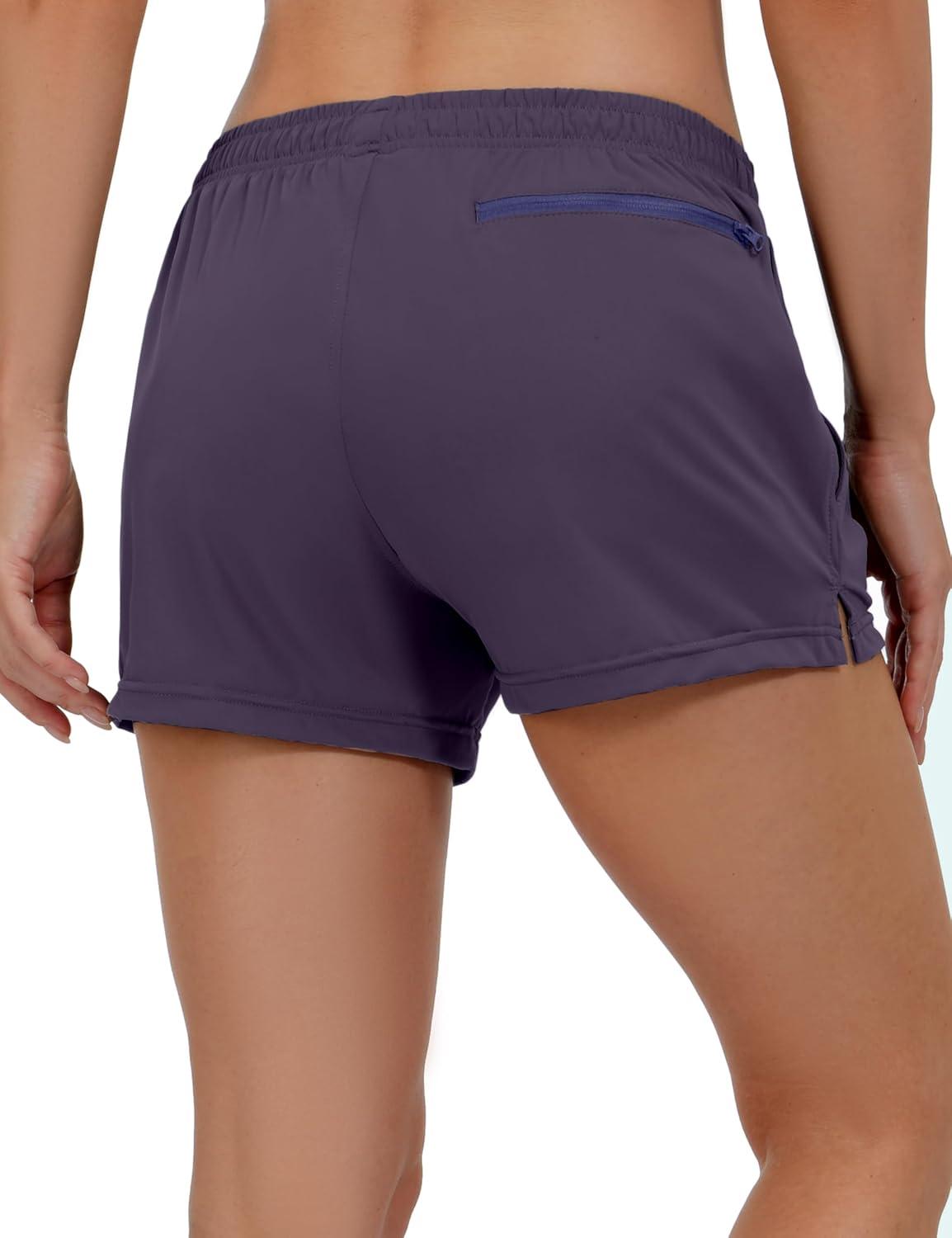 imageLittle Donkey Andy Womens Running ShortsQuick Dry Athletic Shorts Workout Sport Gym Shorts with PocketsUpgraded Dark Purple