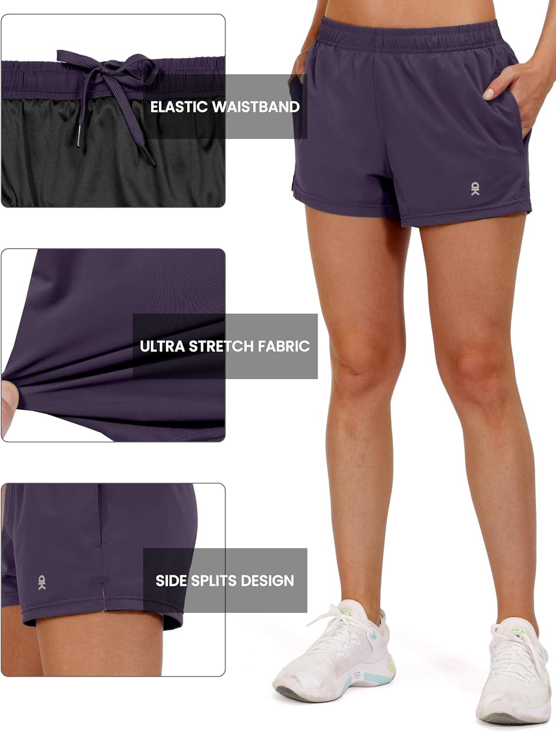 imageLittle Donkey Andy Womens Running ShortsQuick Dry Athletic Shorts Workout Sport Gym Shorts with PocketsUpgraded Dark Purple